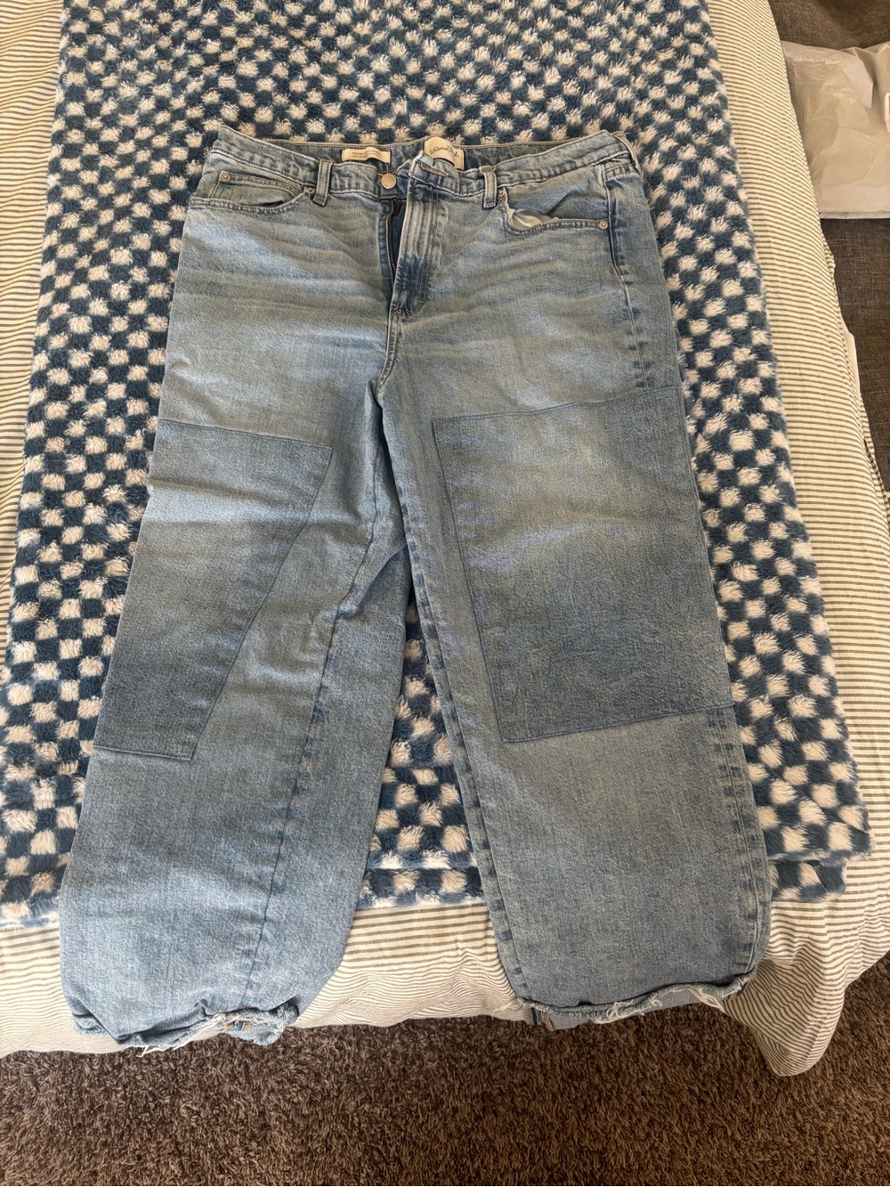 Universal Thread Light Blue Patchwork Boyfriend Jeans
